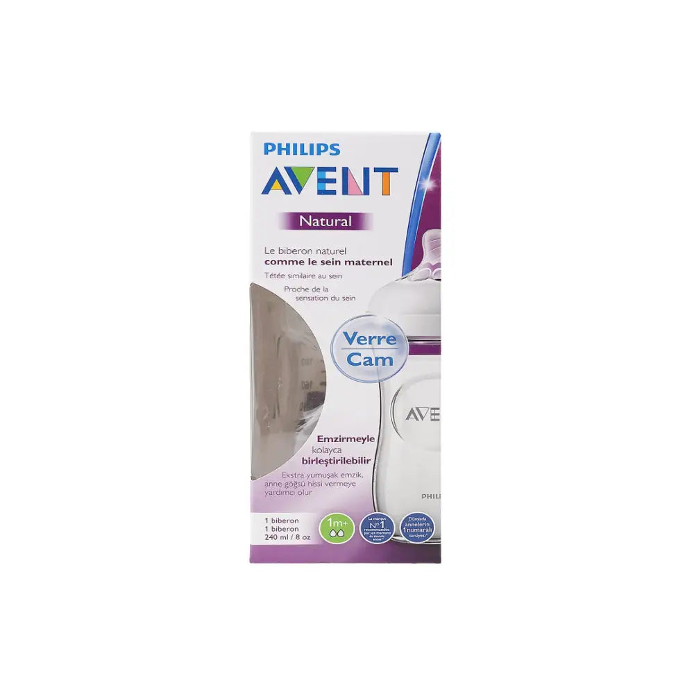 Avent Natural Glass Baby Bottle 1m+ 240ml-F053/17(PA468)