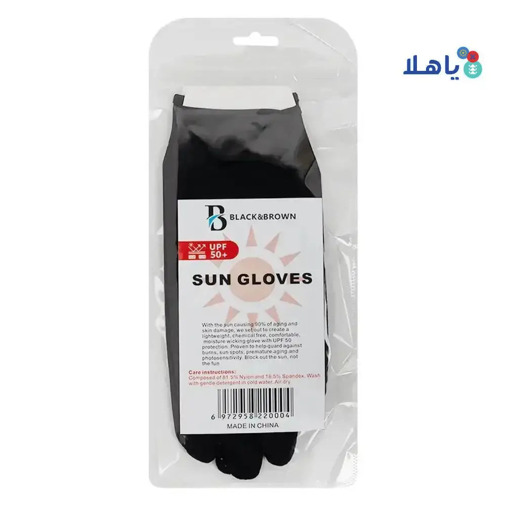 BLACK & BROWN - Black&Brown Sun Gloves UPF 50+ - Black - Pharmazone - 