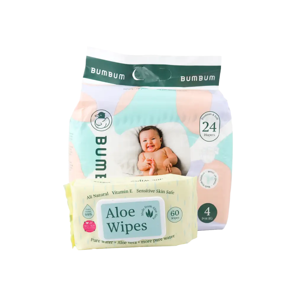 Bumbum Diapers Size 4 + Baby Wipes Set