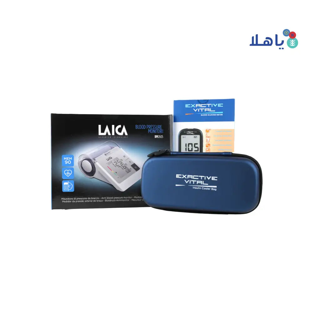 Bundle Laica BP Monitor + Exactive Glucometer + Cool Bag