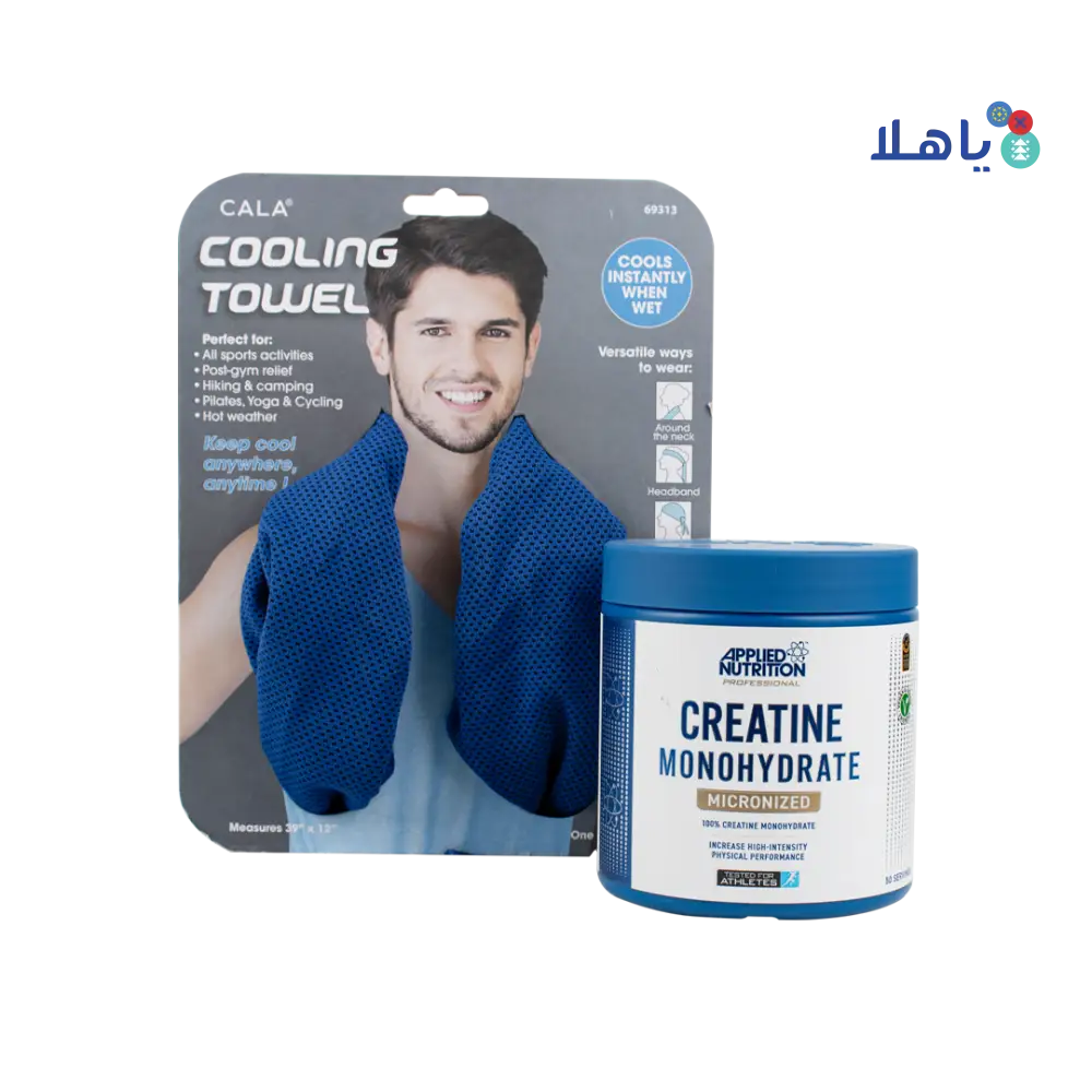 Cala Cooling Towel + Applied Nutrition Creatine Set