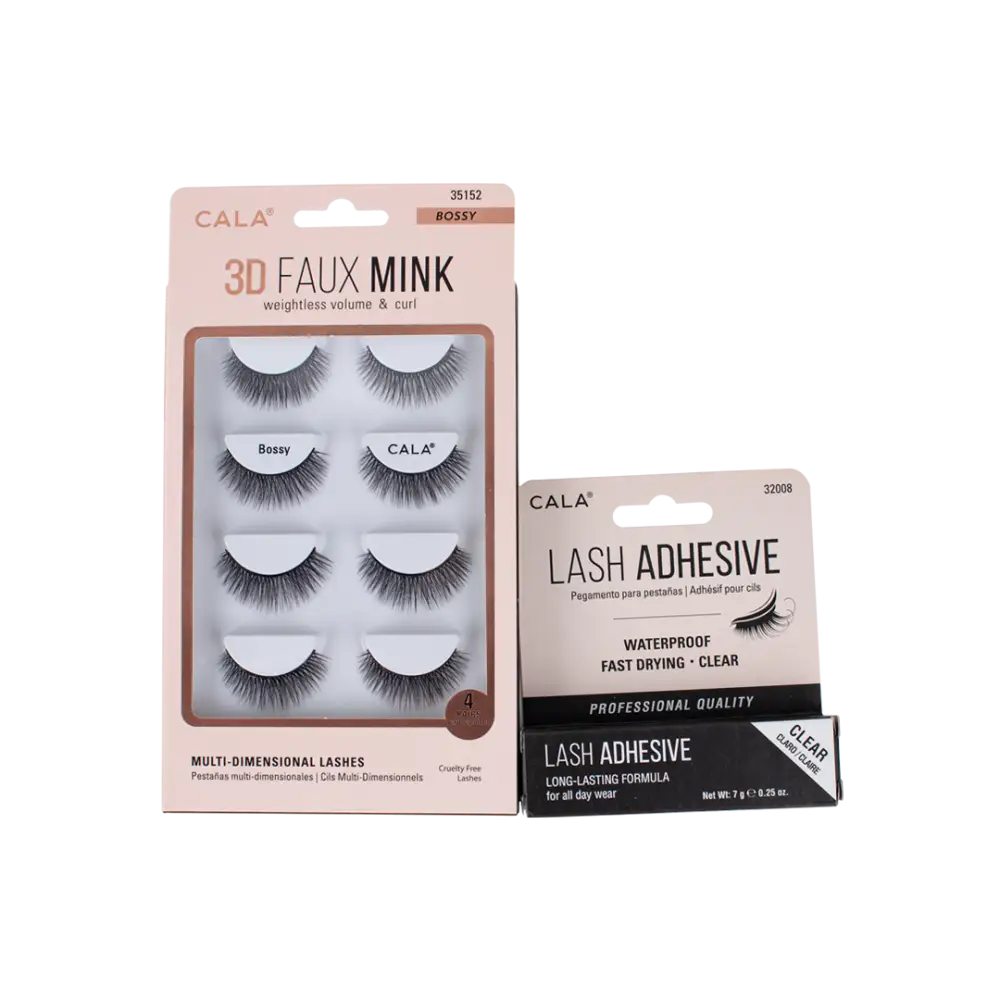 Cala Eye Lash Faux Mink Bossy + Adhesive Set