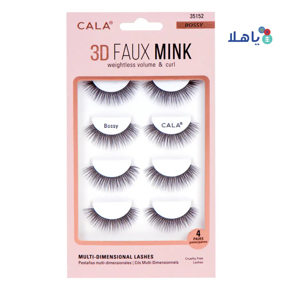 CALA EYE LASHES 3D FAUX MINK 4PAIRS BOSSY 35152