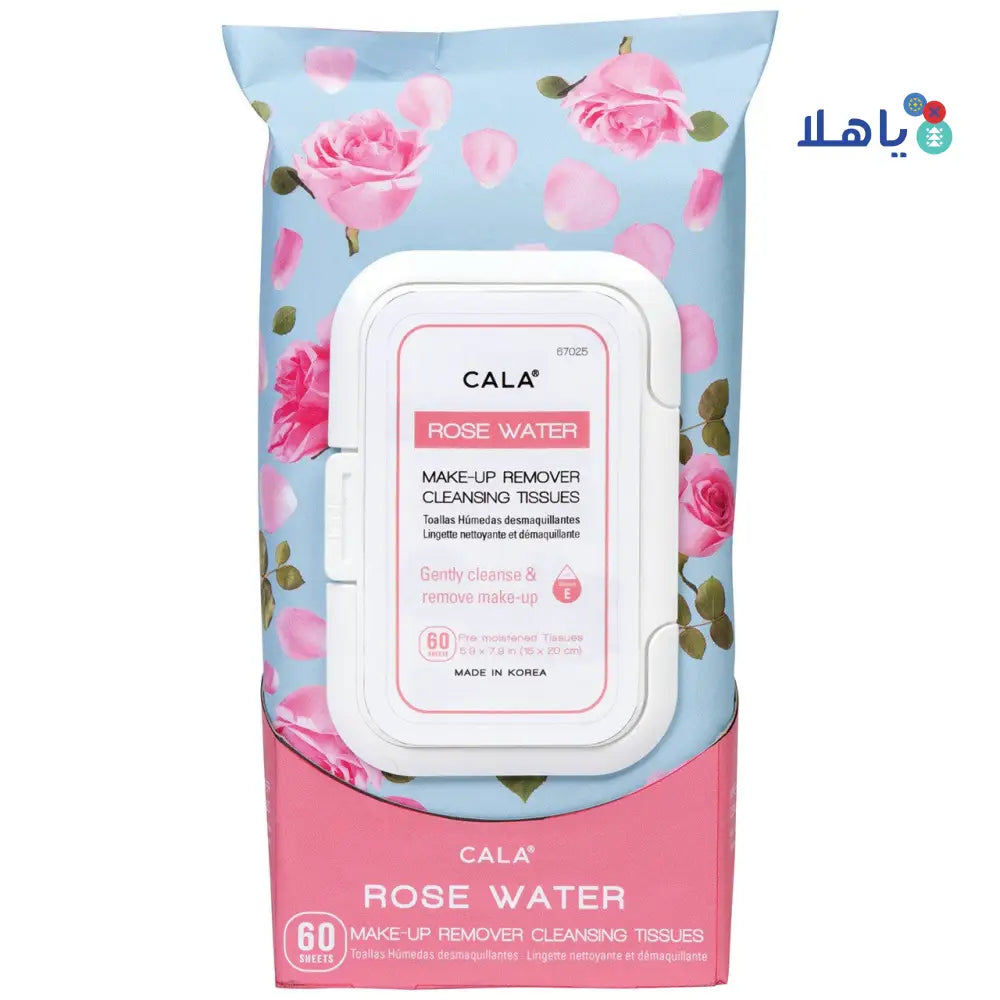 CALA MAKEUP ROSE WATER MAKE UP REMOVER TISSUES 67025