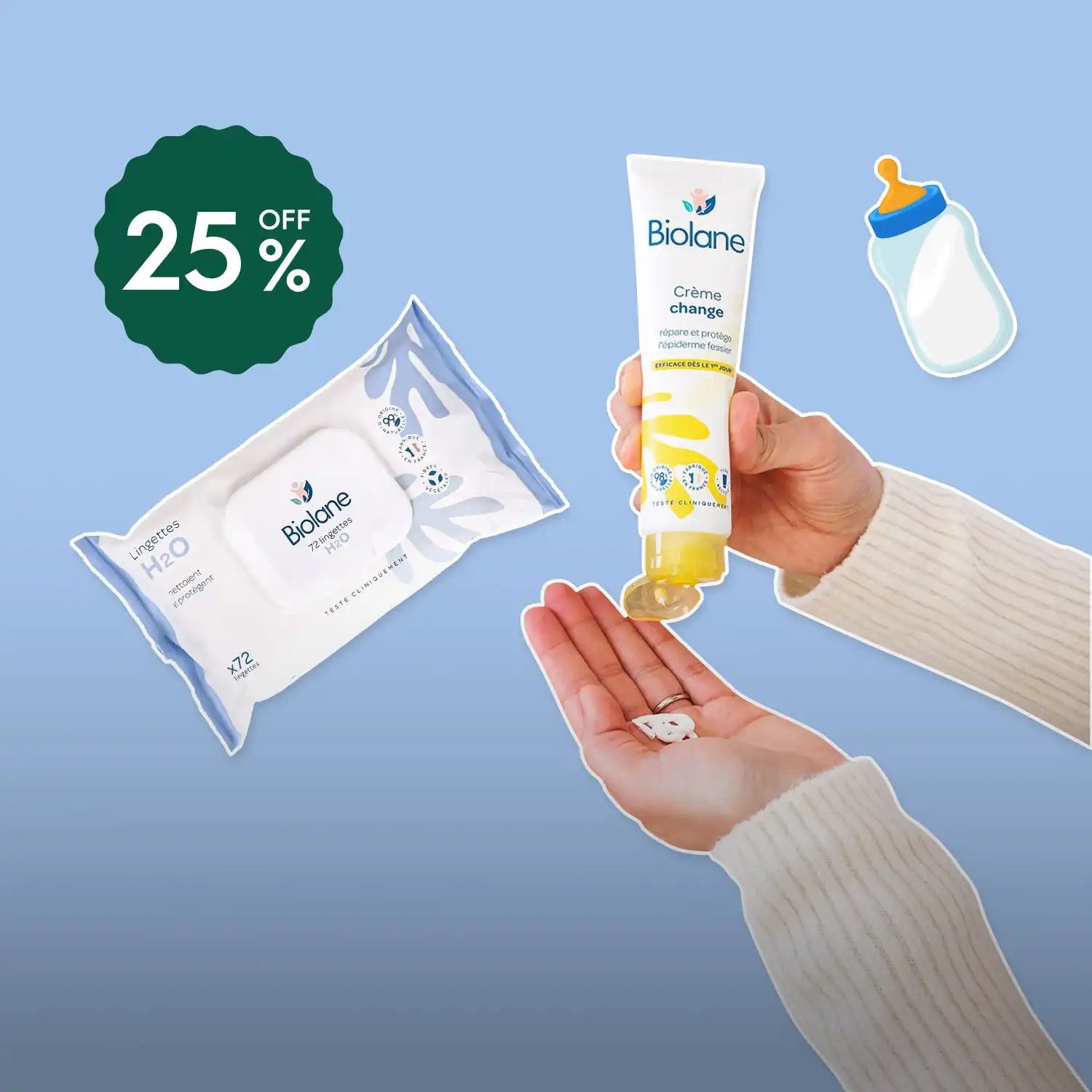 Baby care products with a 25% discount.