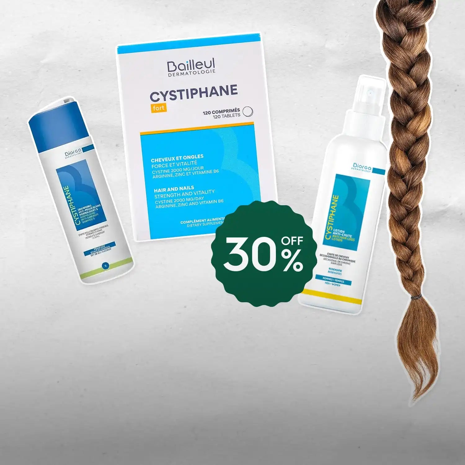 Hair and nail care products with a 30% discount.