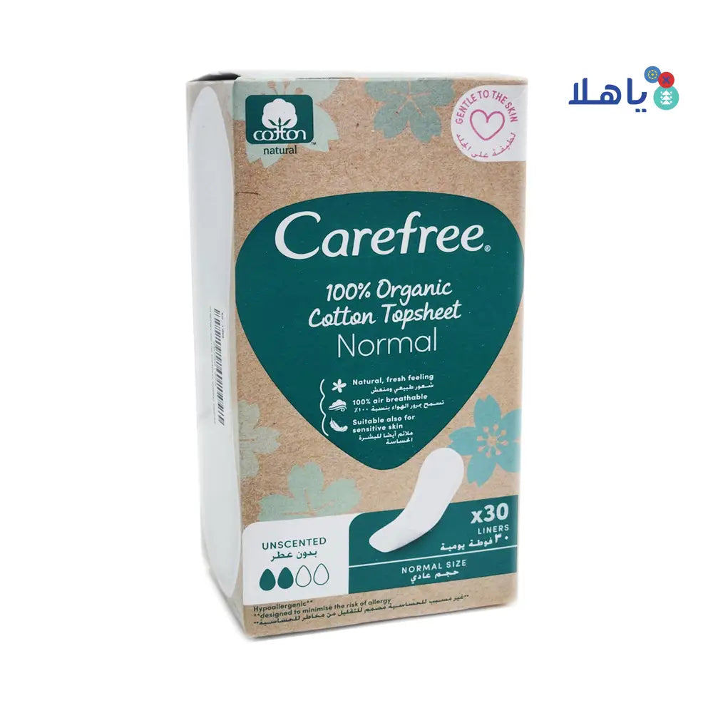 CAREFREE COTTON TOPSHEET NORMAL UNSCENTED 30 PCS