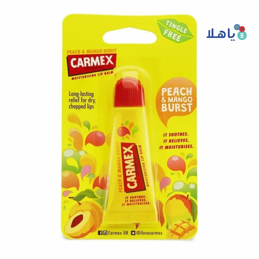 CARMEX MOISTURISING LIP BALM 10G - PEACH & MANGO FLAVOR