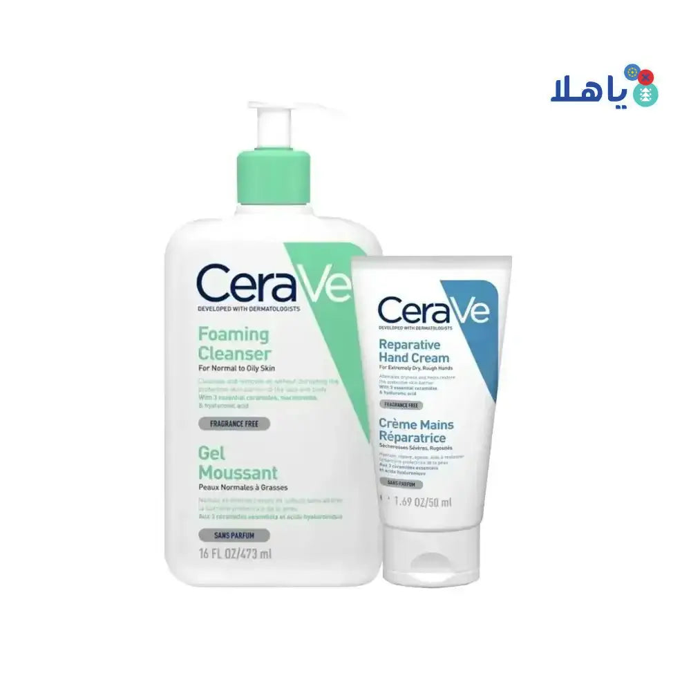 CERAVE - Cerave Foaming Cleanser Gel Moussant 473ml+Hand Cream50mFree - Pharmazone - 