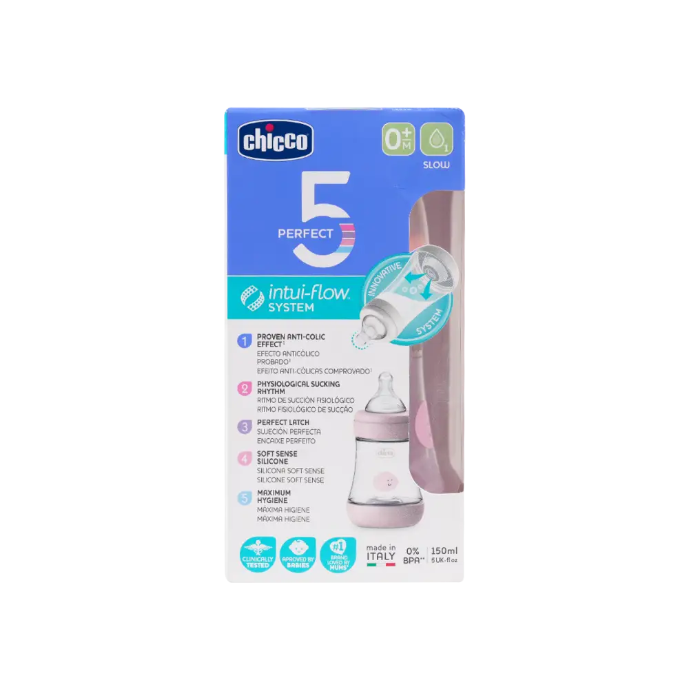 Chicco Perfect 5 Slow Bottle Pink (0m+)150ml-1939