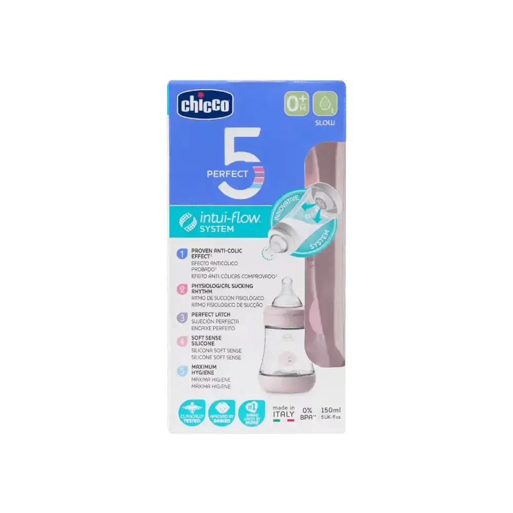 CHICCO - Chicco Perfect 5 Slow Bottle Pink (0m+)150ml - 1939 - Pharmazone - 