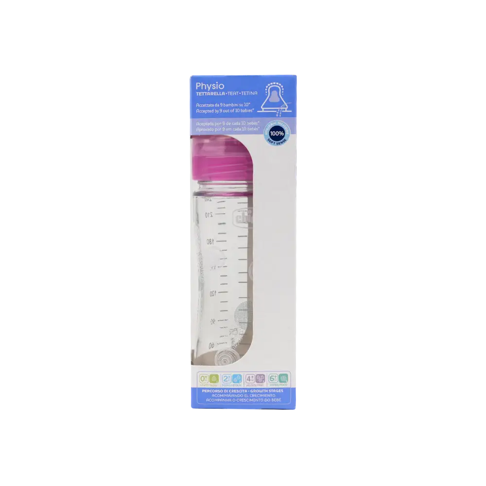 Chicco Well-Being Glass Bottle Bink 240ml (0M+)-9935