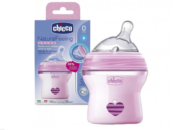 CHICCO NATURAL FEELING 0M+ PINK-GIRL 150ML-3619-0724