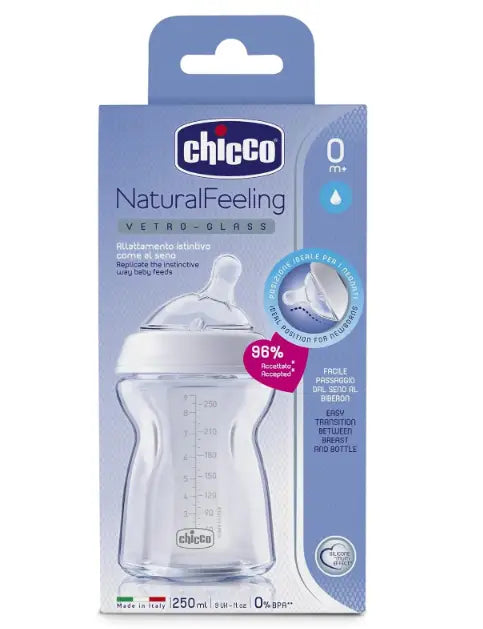 Chicco Natural Feeling Vetro-Glass Bottle (0M+)  250ml-4150