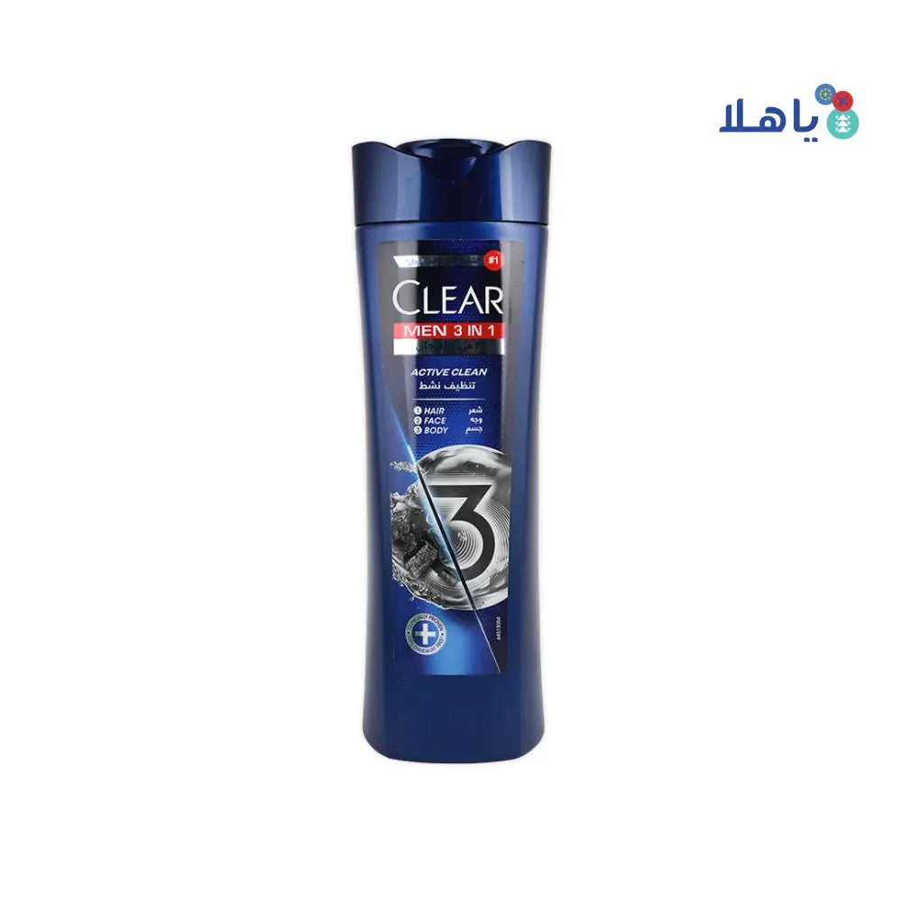 Clear Men 3 In 1 Shampoo 400ml-Active Clean