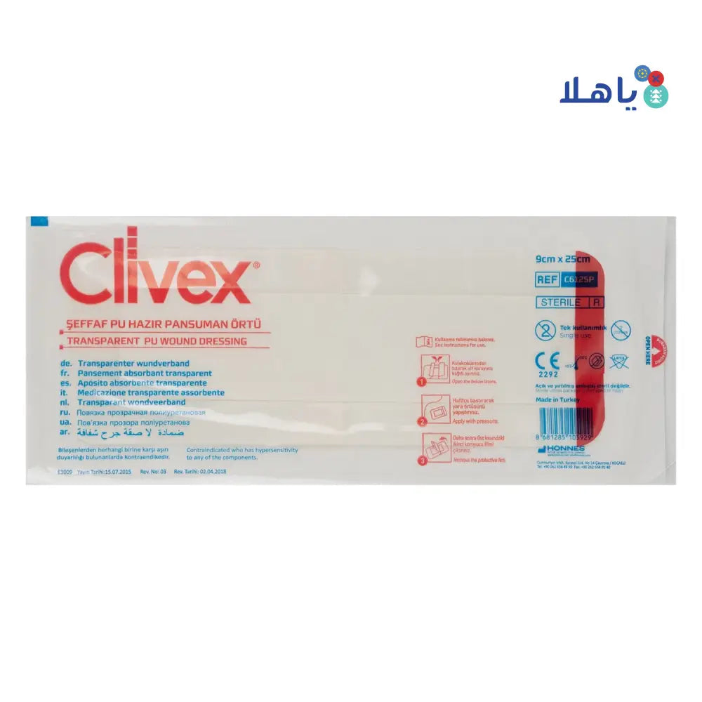 Clivex Transparent Wound Dressing 9X25cm 1Pcs - 5929