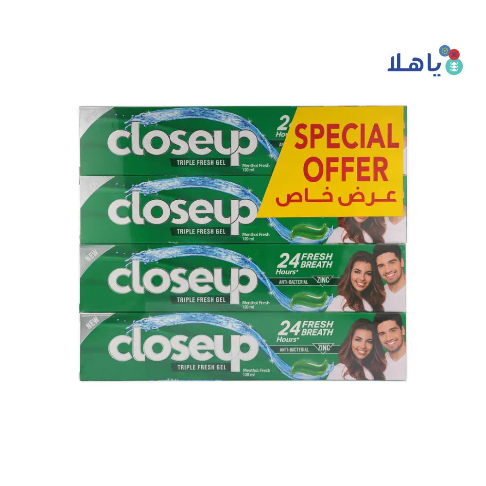 Closeup 24H Fresh Breath Menthol Toothpaste 4X120ml–Offer