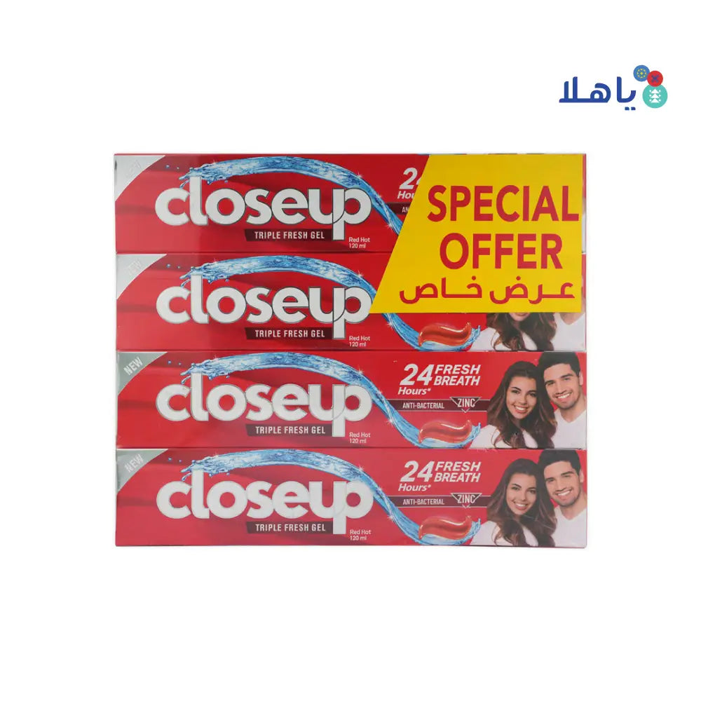 Closeup 24H Fresh Breath Red Hot Toothpaste 4x120ml-Offer