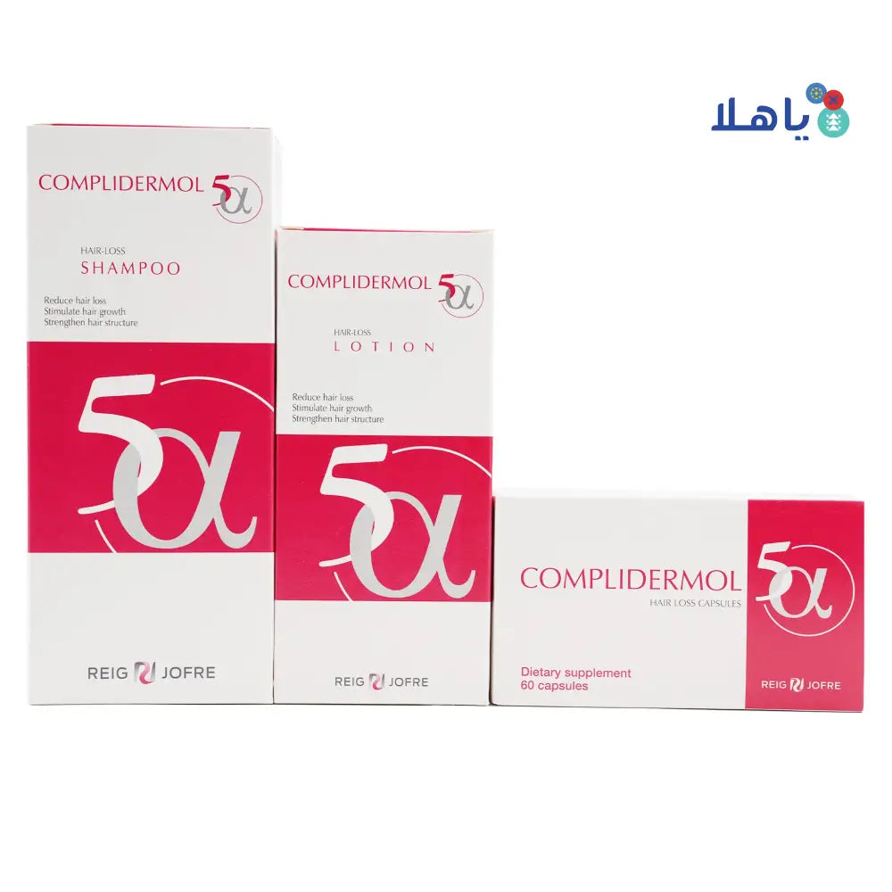 Complidermol 5 Alpha Hair Loss Shampoo,Lotion&Capsules Offer