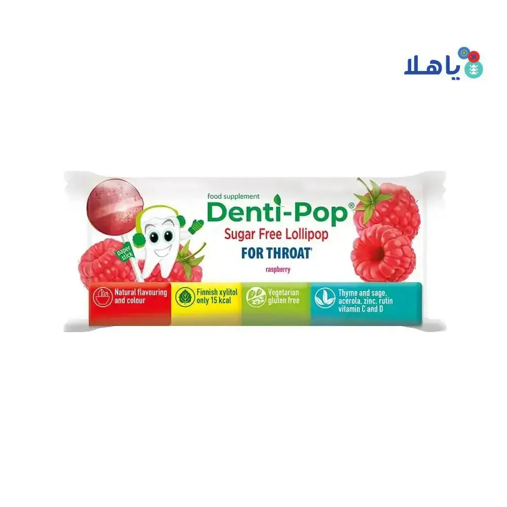 DENTI - POP - DENTI - POP SUGAR FREE LOLLIPOP FOR THROAT RASPBERRY FLAVOR - Pharmazone - 