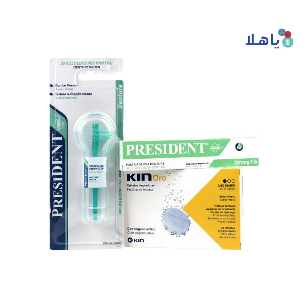 Denture Adhesive + Cleaning tab + Brush Set