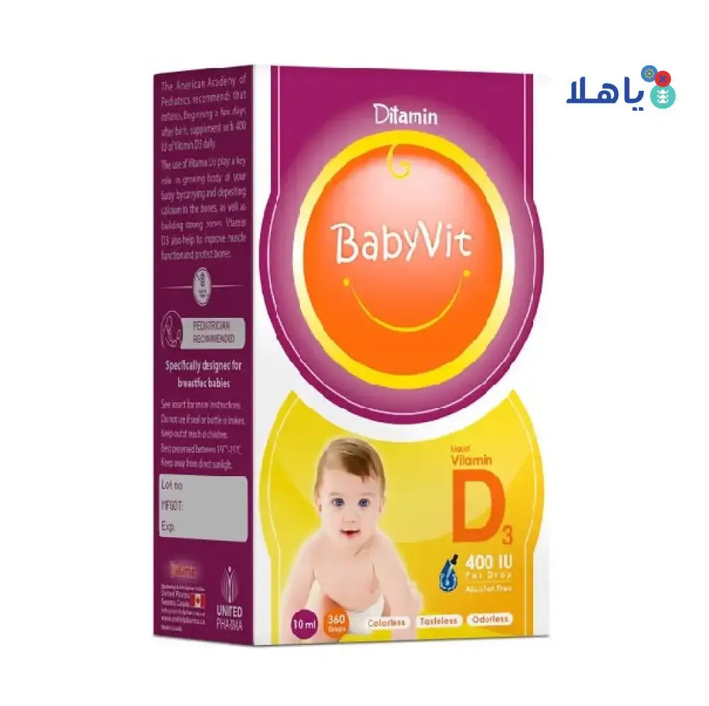 UNITED PHARMA - Ditamin Babyvit Vit D3 400Iu Drops 10Ml - Pharmazone - 