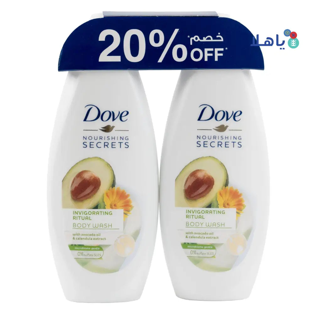 Dove Invigorating Ritual Body Wash 2X250ml-AvocadoOil 20%Off