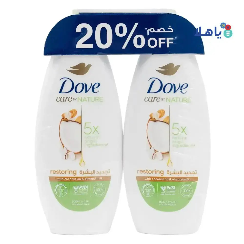 DOVE - Dove Restoring BodyWash 2X250ml - Coconut & Almond 20%Off - Pharmazone - 