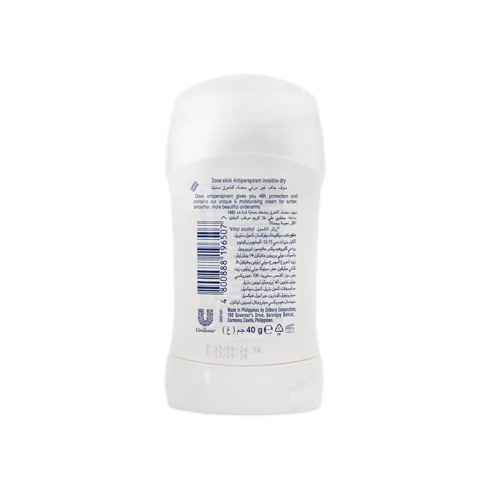 Dove Stick Antiperspirant Moisturizing Cr 40g-Invisible Dry