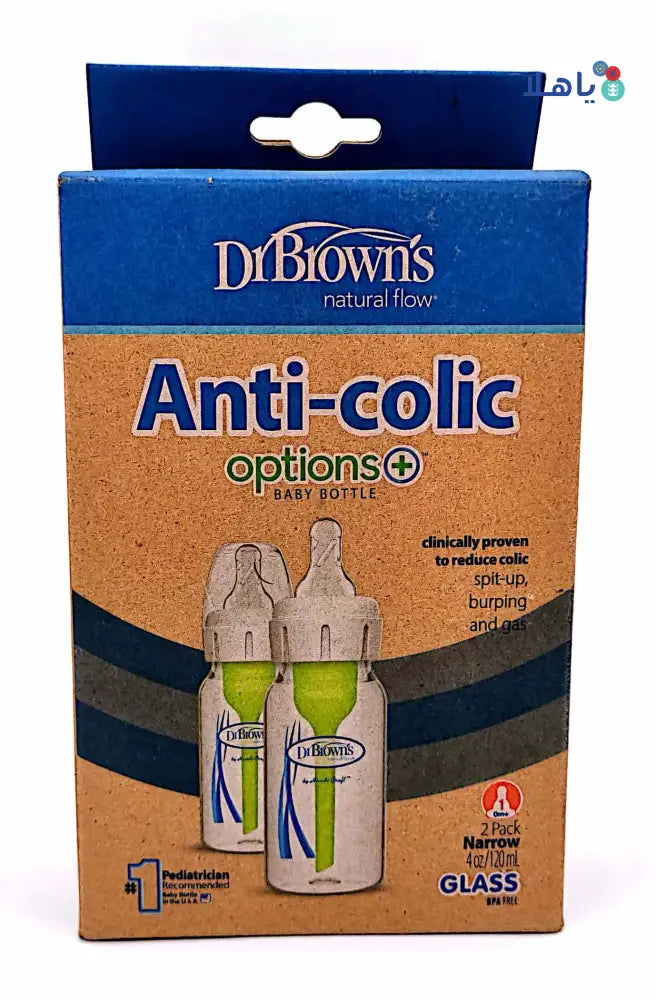 Dr.Browns Anti-Colic Baby Glass Bottle 0m+ 2 x 120ml - 1331