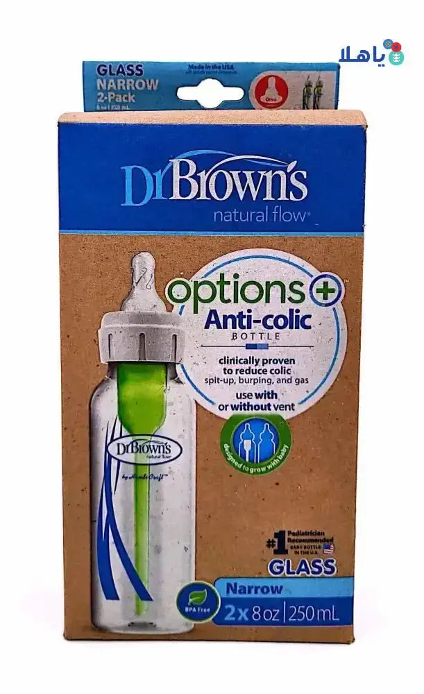 Dr Browns - Dr Browns Anti - Colic Baby Glass Bottle(0m+)2x250ml - 1355 - Pharmazone - 