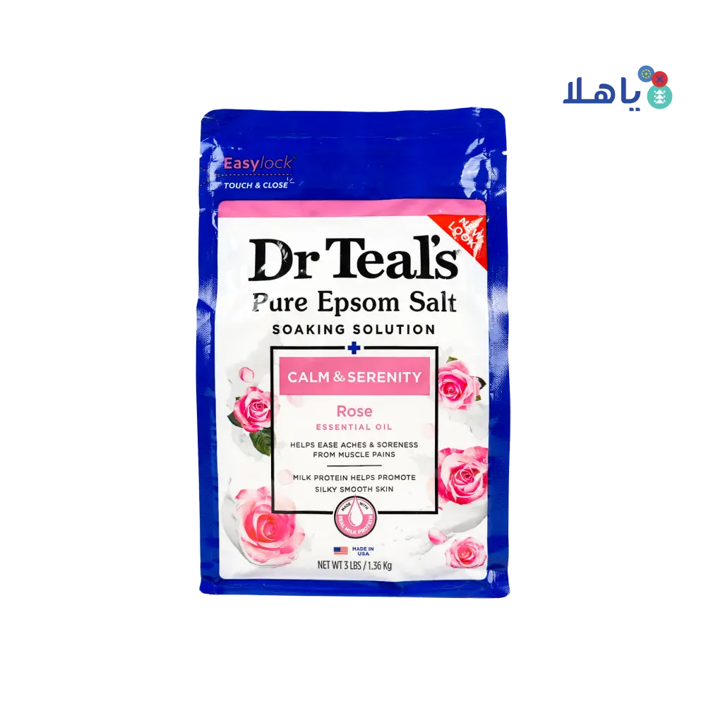 Dr Teals Pure Epsom Salt Soaking Solution 1.36Kg-Rose & Milk