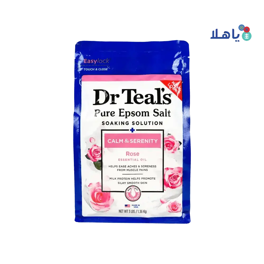 DR TEALS - Dr Teals Pure Epsom Salt Soaking Solution 1.36Kg - Rose & Milk - Pharmazone - 