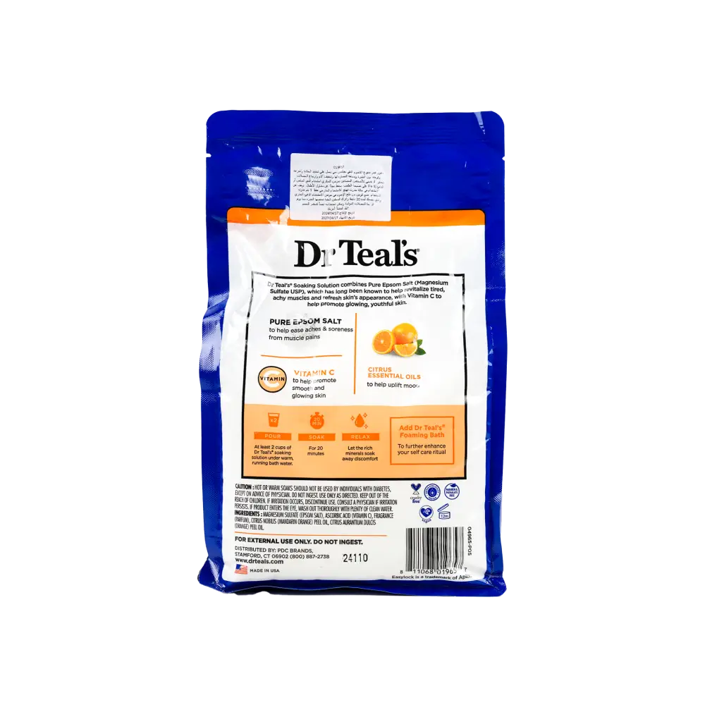 Dr Teals Pure Epsom Salt Soaking Solution 1.36Kg - Vitamin C