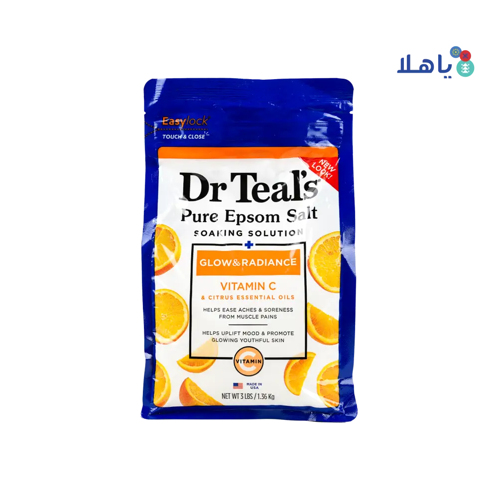 Dr Teals Pure Epsom Salt Soaking Solution 1.36Kg - Vitamin C