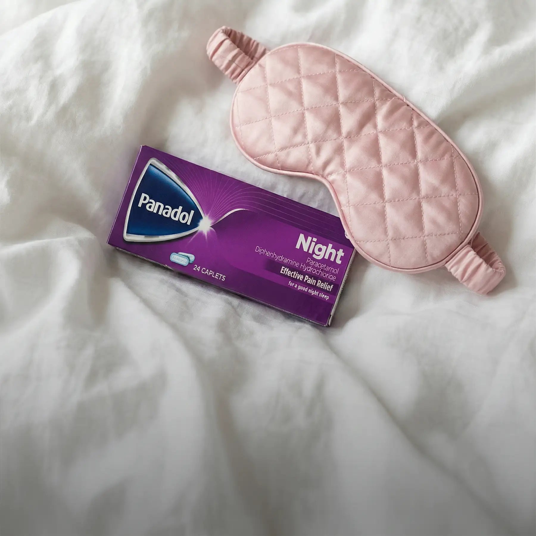 Pink quilted satin sleep mask