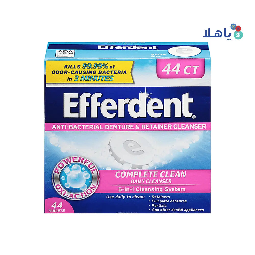 EFFERDENT ANTI-BACTERIAL DENTURE COMPLETE CLEAN 44 TABLETS