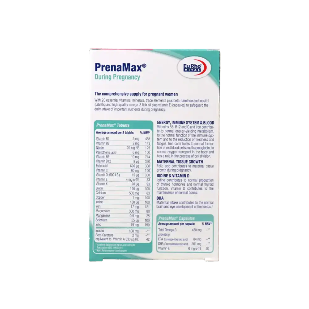 EURO PHARMA - Euro Vital Prenamax During Pregnacy 60T+30C - Pharmazone - 