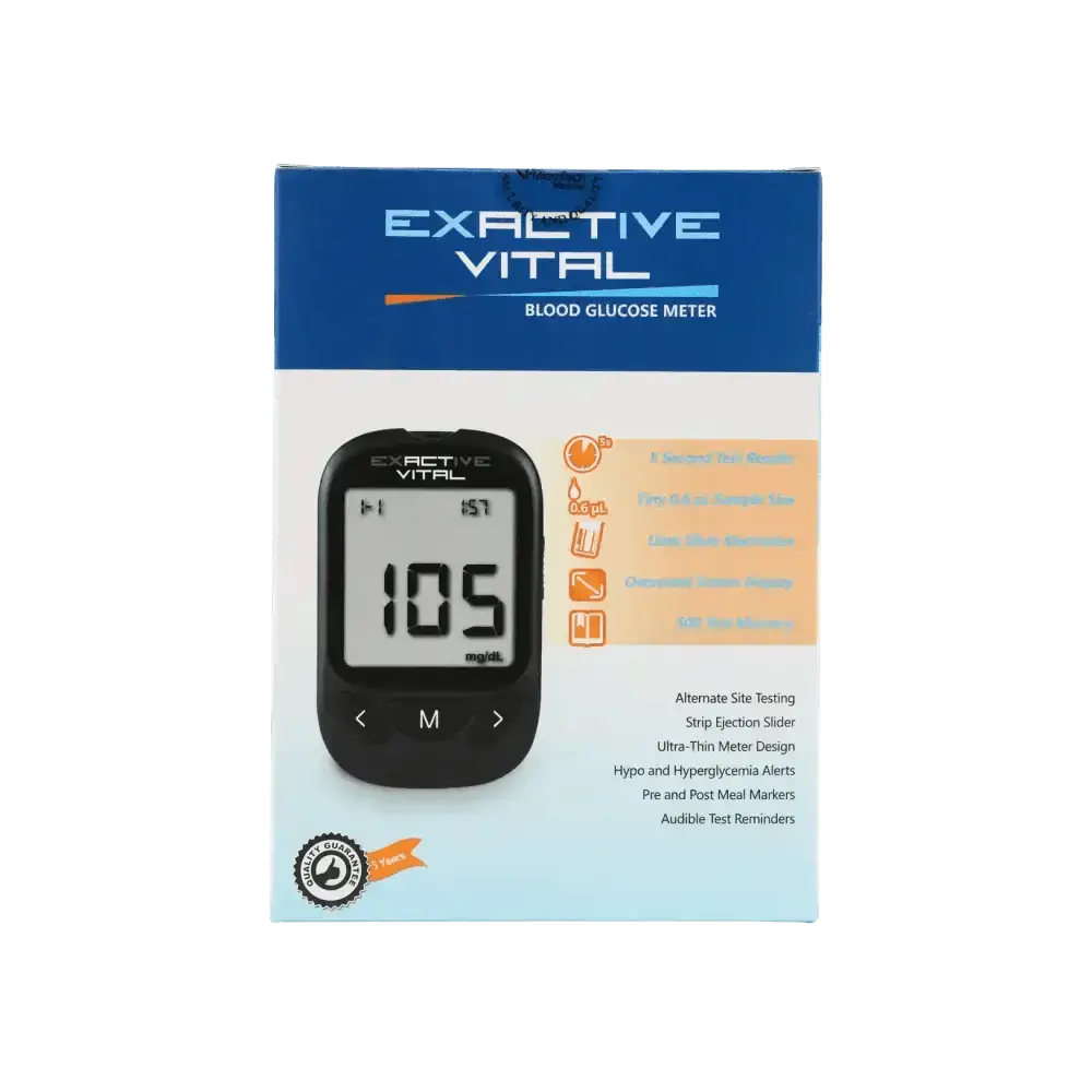 EXACTIVE - Exactive Vital Glucometer+25 Strips+25 Lancets(mmol/dL) - Pharmazone - 