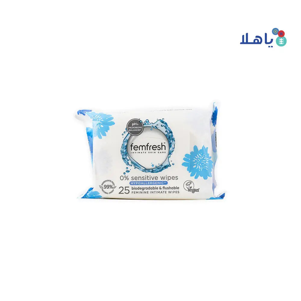 FemFresh 0% Sensitive Intimate 25 Wipes