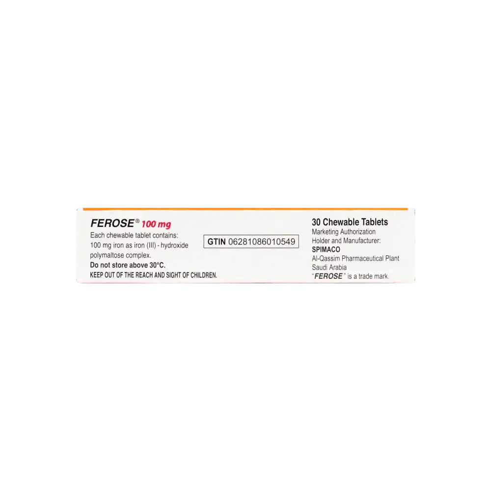 SPIMACO - Ferose 100Mg 30 Chewable Tablets - Pharmazone - 