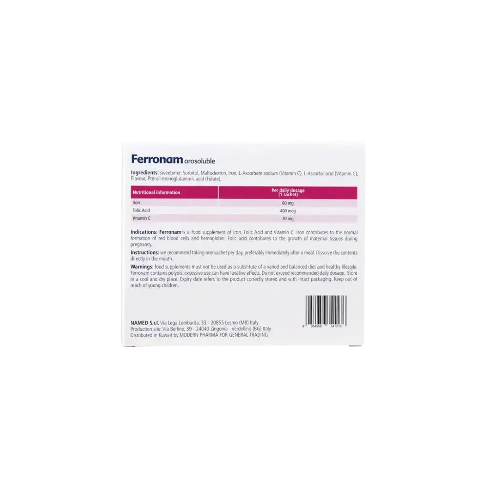 NAMED S.P.A - Ferronam Orosoluble 28 Sachets - Pharmazone - 