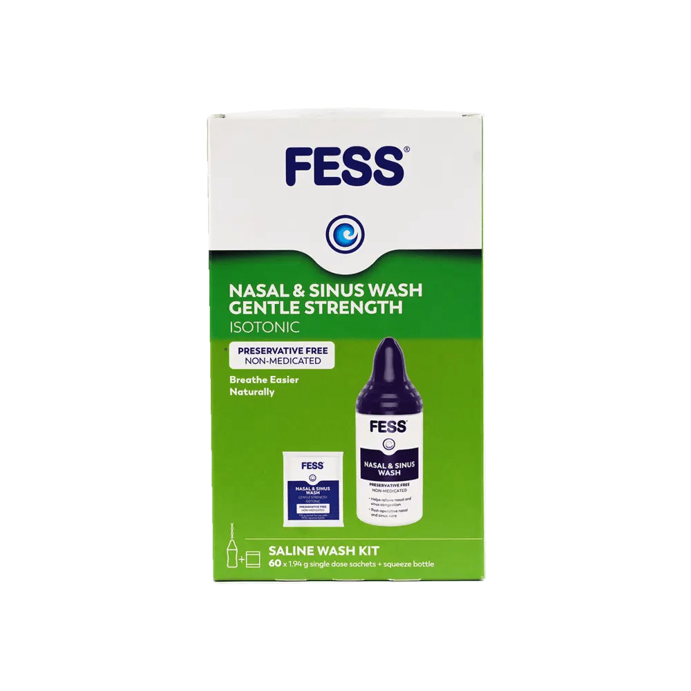 Fess - Fess Nasal & Sinus Saline Wash Kit 60 Sachets+Squeeze Bottle - Pharmazone - 