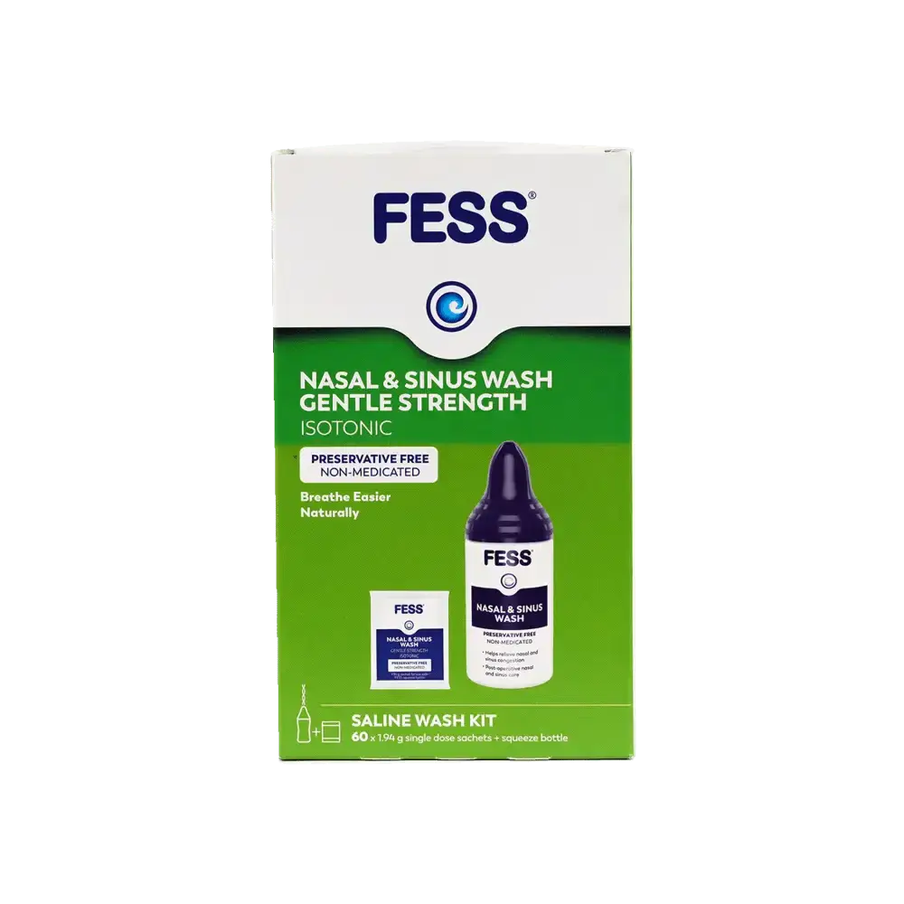 Fess - Fess Nasal & Sinus Saline Wash Kit 60 Sachets+Squeeze Bottle - Pharmazone - 