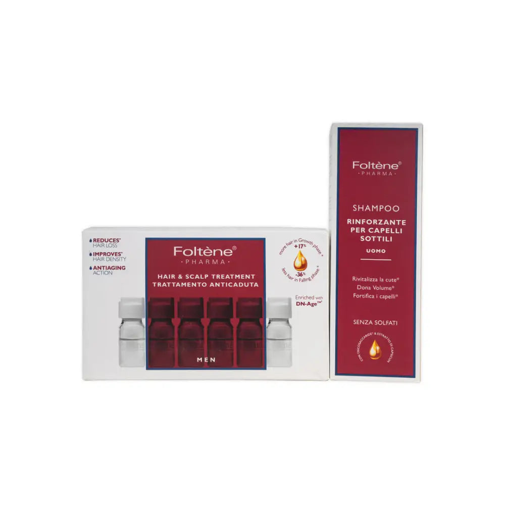 Foltene Men Shampoo + Scalp Treatment Vials Set