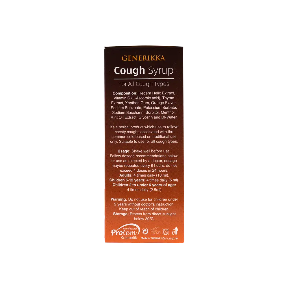 GENERIKKA COUGH SYRUP 200ML-ORANGE FLAVOR