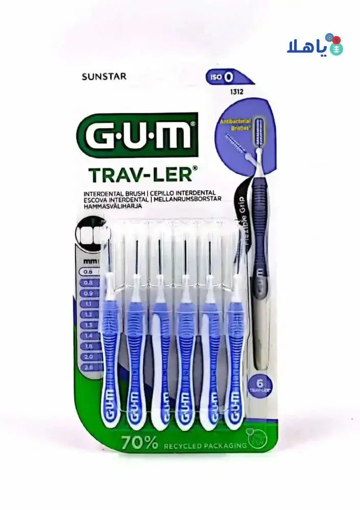 GUM - GUM Travler Interdental Brush 0.6mm 6pcs - 1312 - Pharmazone - 