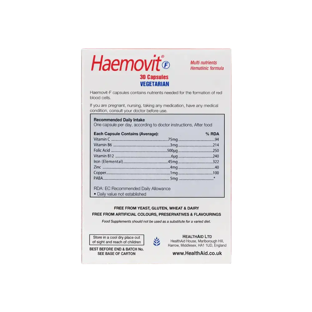 HEALTH AID - Healthaid Haemovit Fort 30 Cap - Pharmazone - 