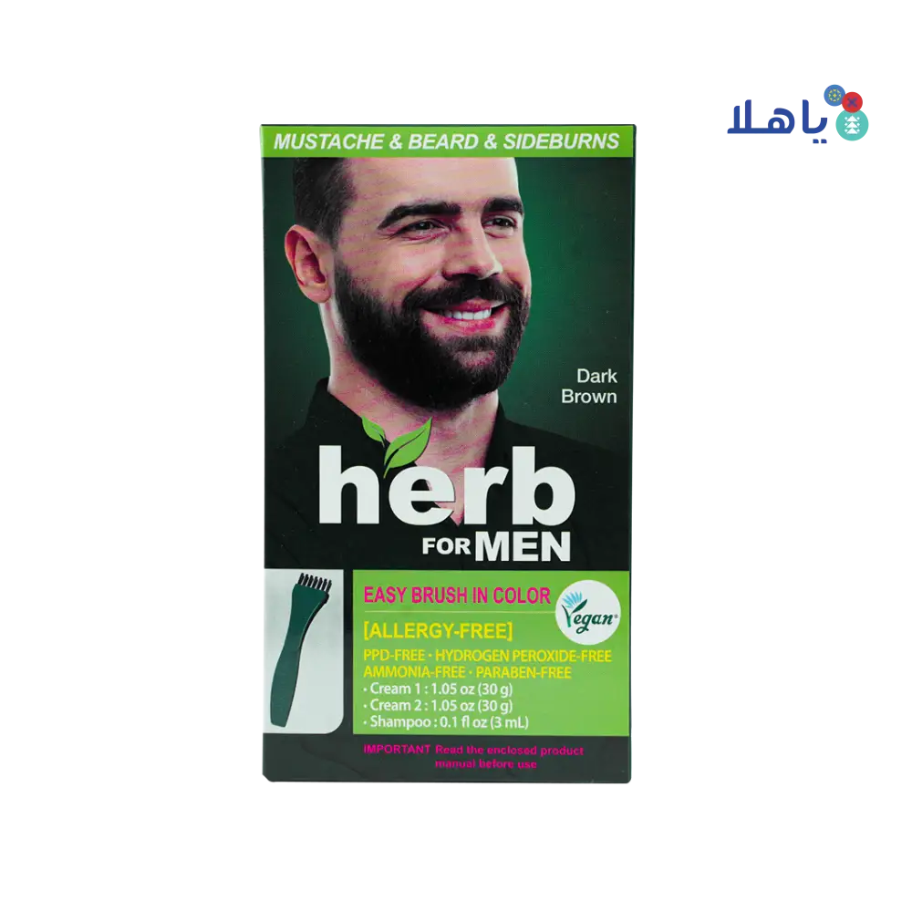 Herb For Men Mustache & Beard Dye Amm Free- Dark Brown