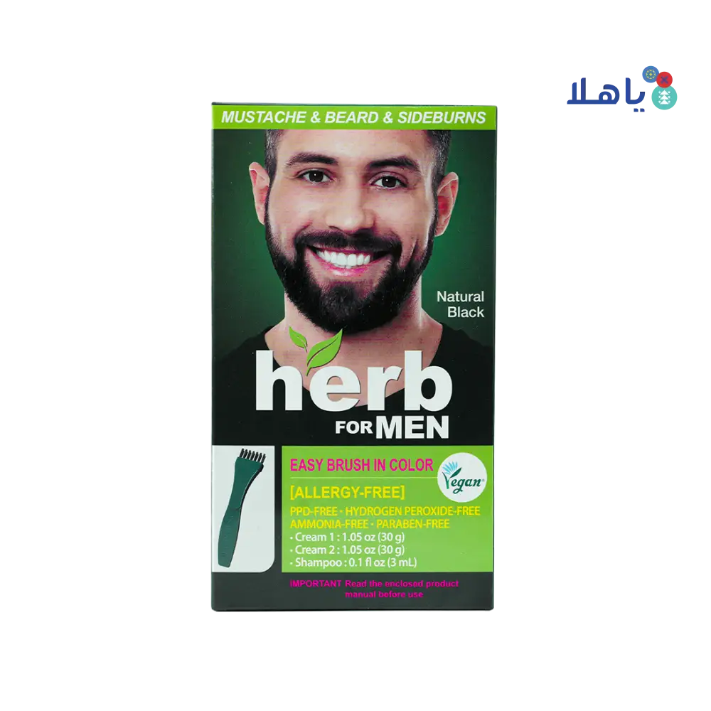 Herb For Men Mustache & Beard Dye Amm Free-Natural Black